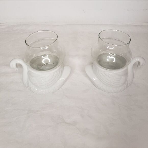 80s Porcelain Swan candle votifs - Picture 2 of 8